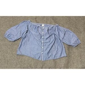 Merona Women's L Off The Shoulder Button Front Blouse